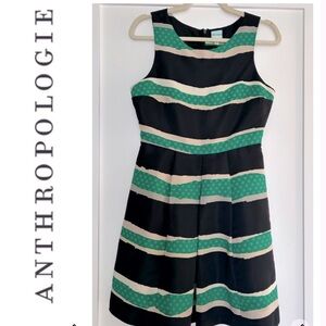 Anthropologie dress size 4 black and green stripe